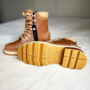 SOREL Lennox Lace STKD Waterproof Lace-Up Snow Boots Size 6.5 NIB Ceramic Canoe